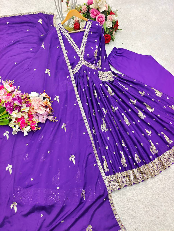 Silk With Heavy Embroidery Gown