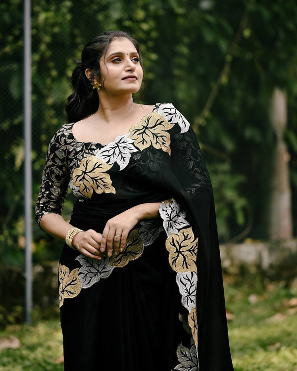 Beautiful Sartin Chiffon Silk Saree