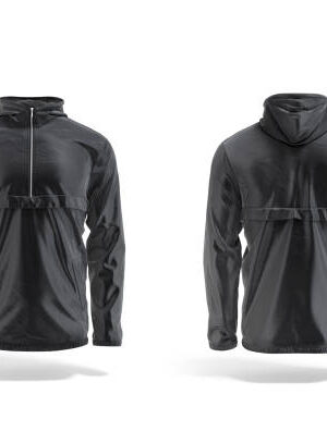 Men's Black Hooded Windcheater Jacket | Lightweight Half-Zip Windbreaker