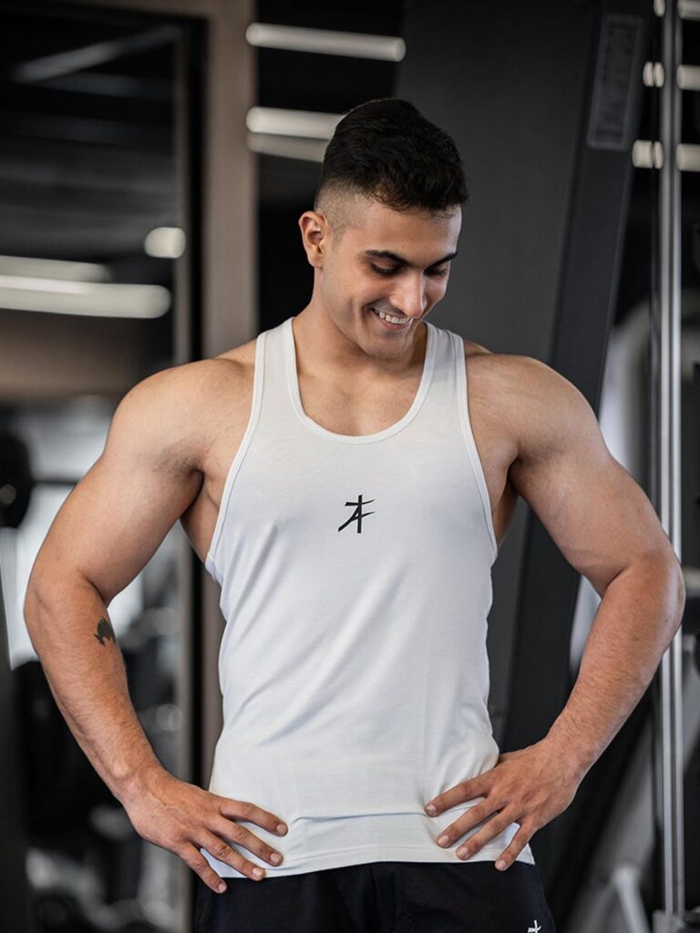White Gym Vest for Training, Fitness & Active Workouts