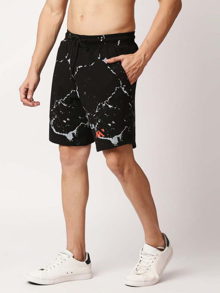 Printed Black Performance Shorts for Sport & Everyday Wear